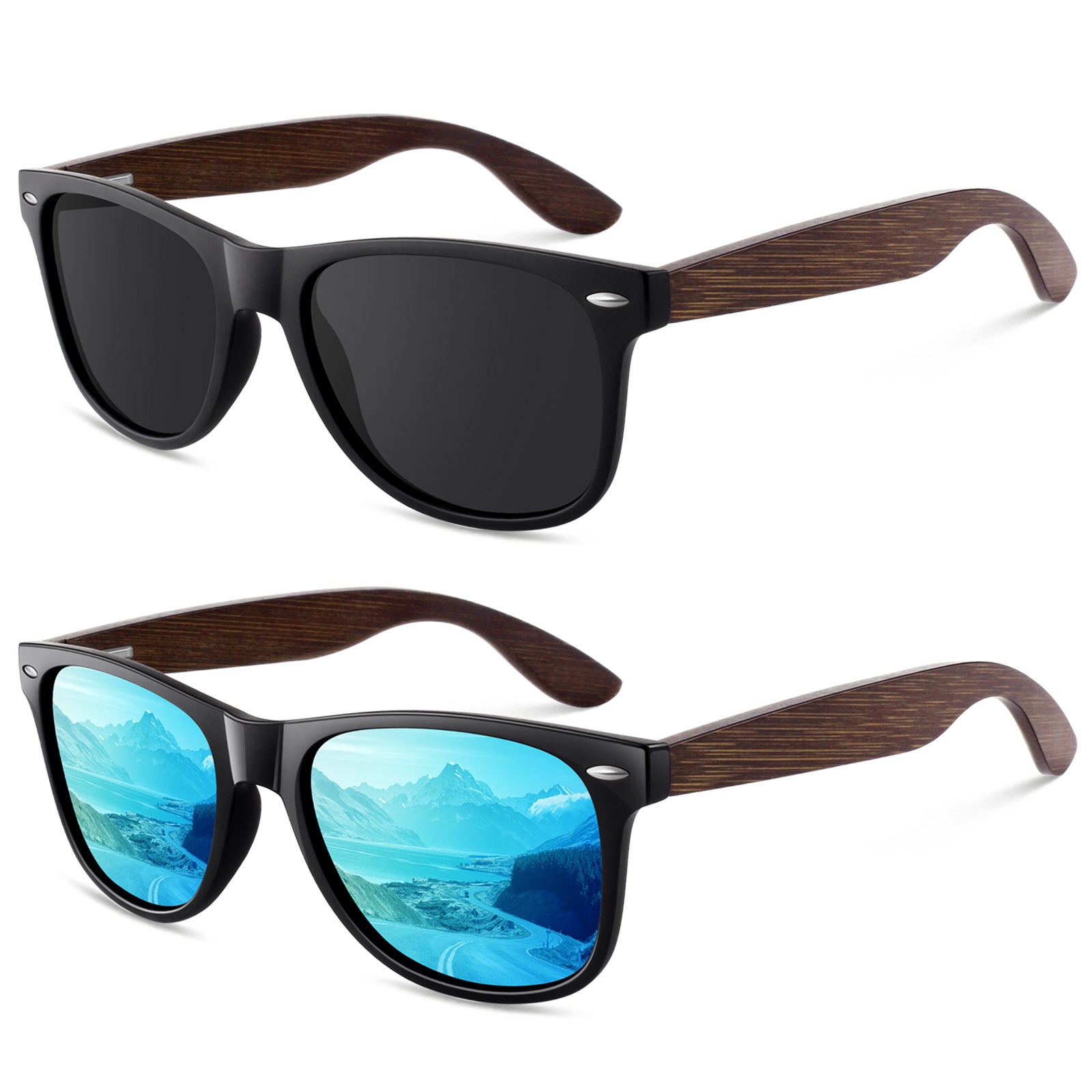 Classic Wayfarer Walnut Wood Sunglasses MJ1708