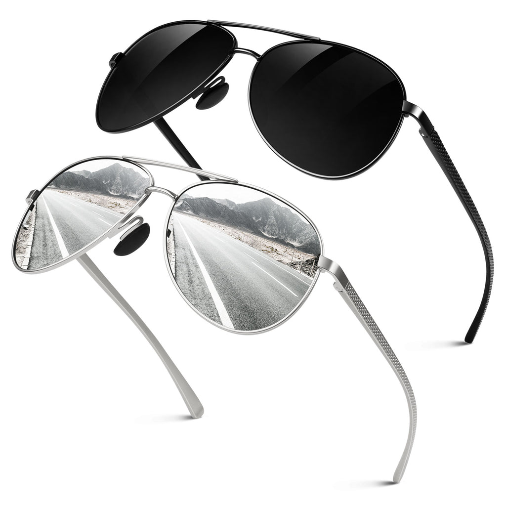 Men's Metal Frame Aviator Sunglasses with Polarized Lenses