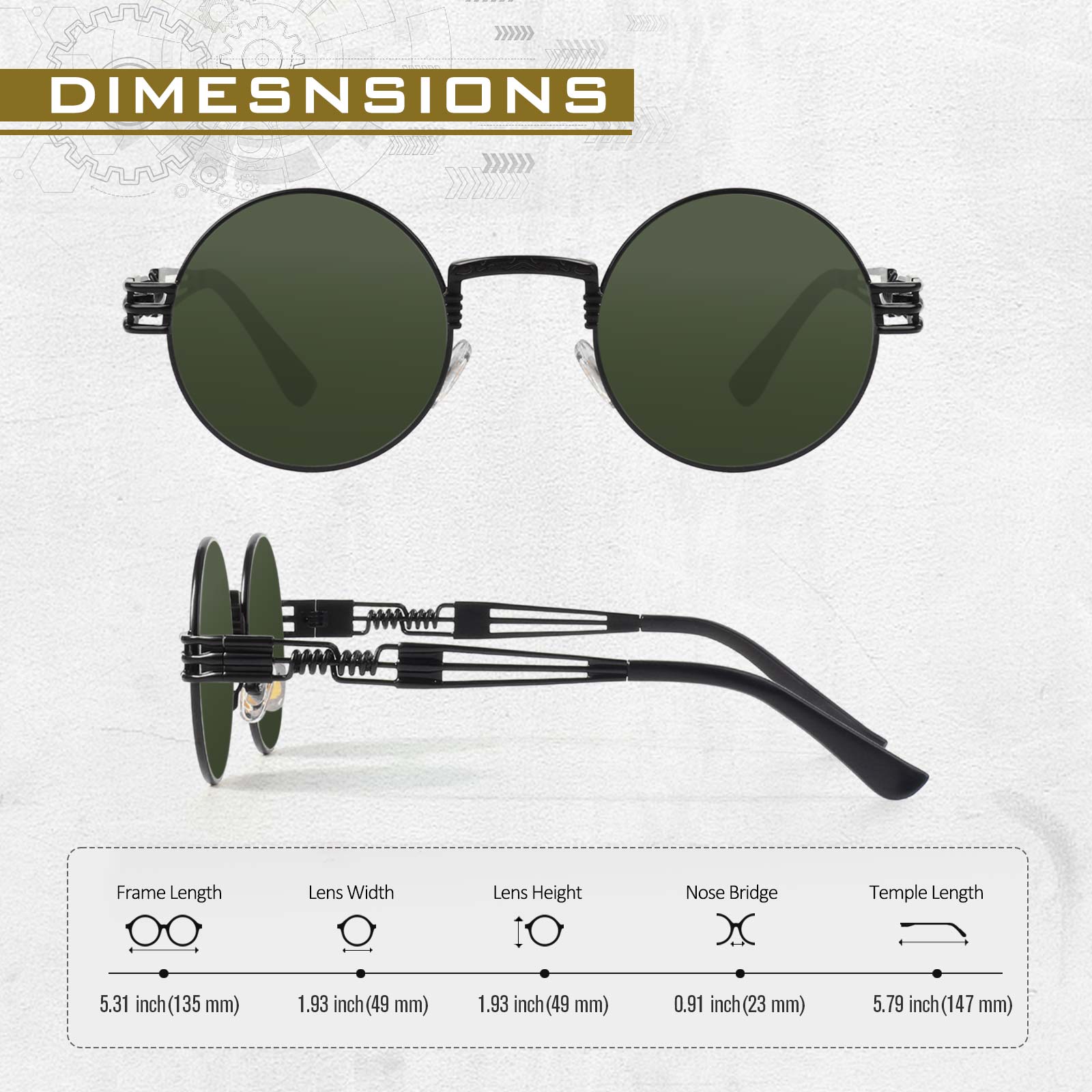 Steampunk Sunglasses Sarah Connor Terminator 2 or Crowley Good Omens Fancy  Dress Cosplay Costume Men Women Retro Glasses - Etsy