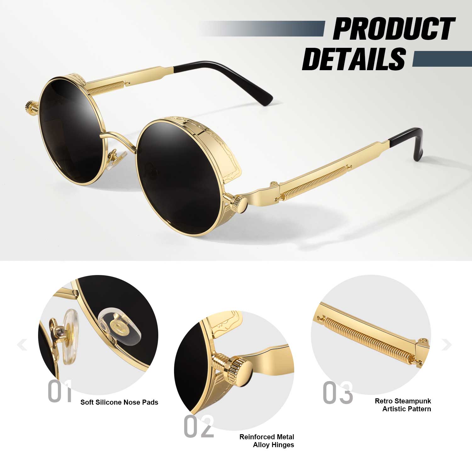 Round Steampunk Sunglasses MJ372