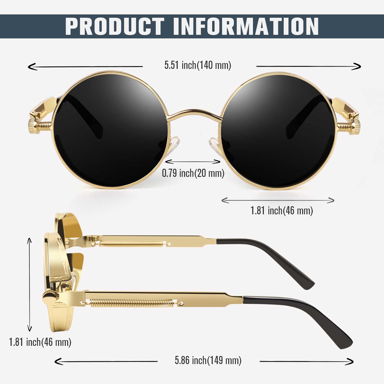 Round Steampunk Sunglasses MJ372